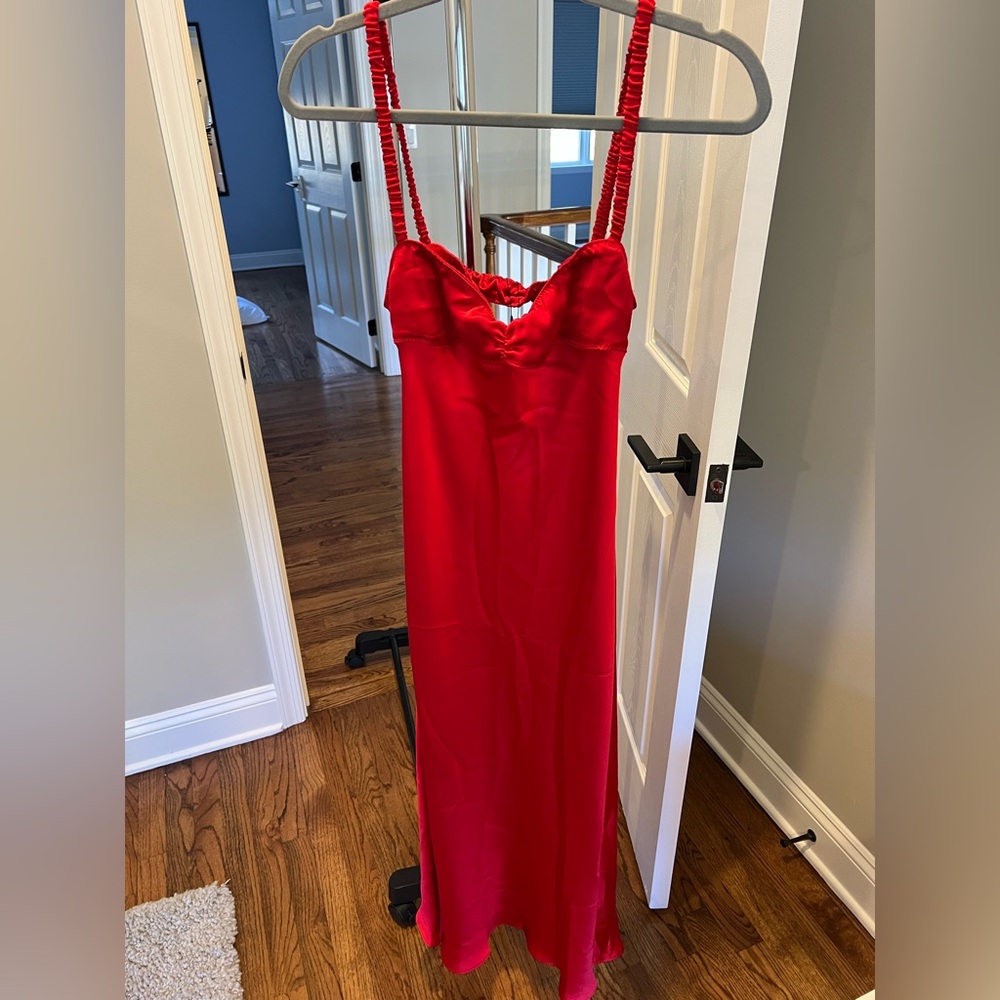 Zara sexy Strapless satin Red Dress Sz M